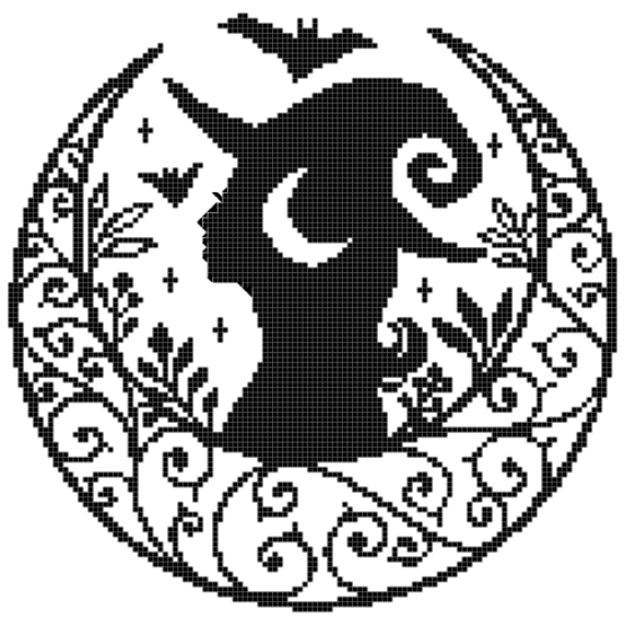 Luna Witch (2 of 6) - Digital Cross Stitch Pattern Download