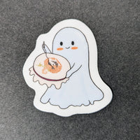 Cross Stitching Ghostie - Vinyl Sticker