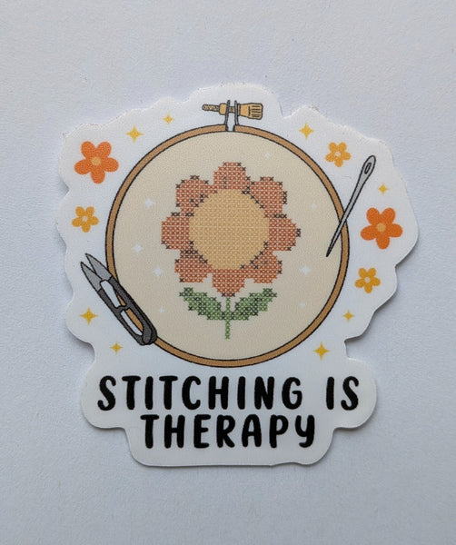 Stitching Is Therapy - Vinyl Sticker