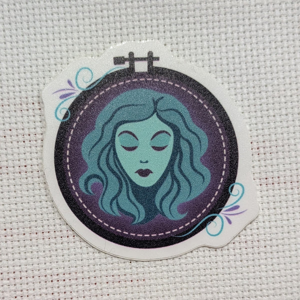 The Haunted Stitcher - Leota (Black Hoop) - Vinyl Sticker - PRE-ORDER